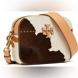Rare Tory Burch McGraw cowhide leather calf hair crossbody bag